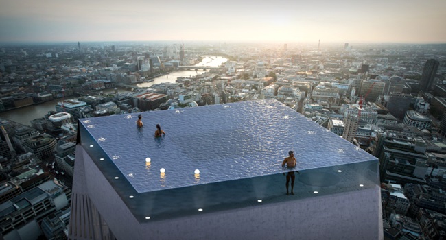 Projeto piscina infinita 360º Londres duramente criticado Infinity 360 infinity pool