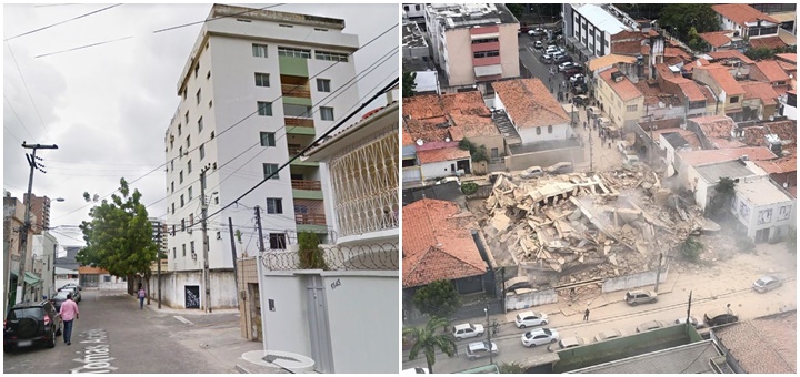 prédio desaba em Fortaleza antes depois