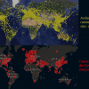 Mapas do transporte aéreo e do coronavírus