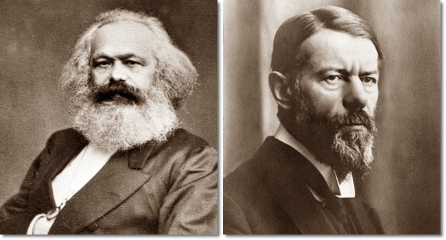 breve comentário Marx e Weber sistema capitalista economia