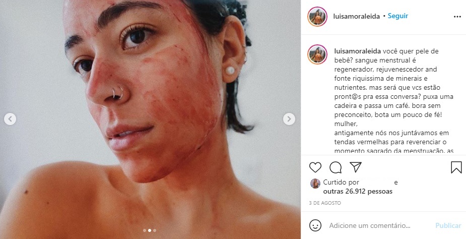 Faço máscara facial com o sangue da minha menstruação e isso mudou a  maneira de me enxergar