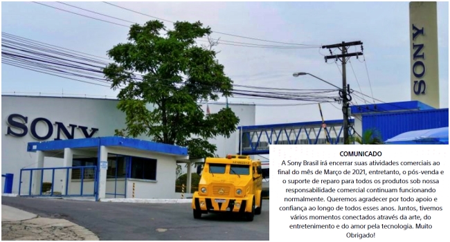 Sony confirma fim das atividades no Brasil e fechamento da fábrica Manaus