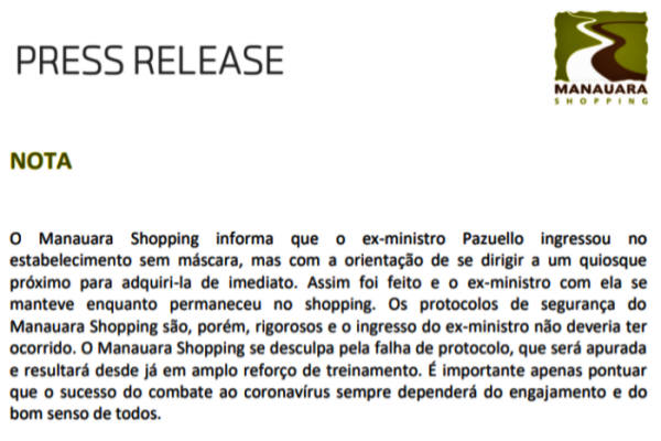 pazuello passeia shopping Manaus sem máscara debocha onde compra