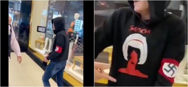 jovem suástica nazista shopping