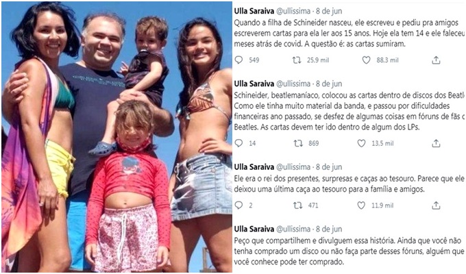 Pai morre Covid família procura cartas lidas filha