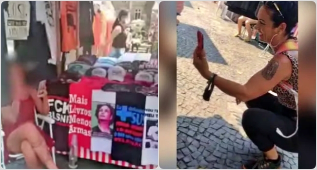 Bolsonarista ataca mulheres vendiam camisetas Lula Marielle Franco