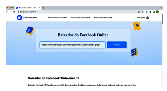 Como converter vídeos  Facebook Experimente FBVideoDown