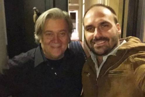 Steven Bannon e Eduardo Bolsonaro