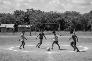 Foto: Registro de imagem de um campo de várzea brasileiro.